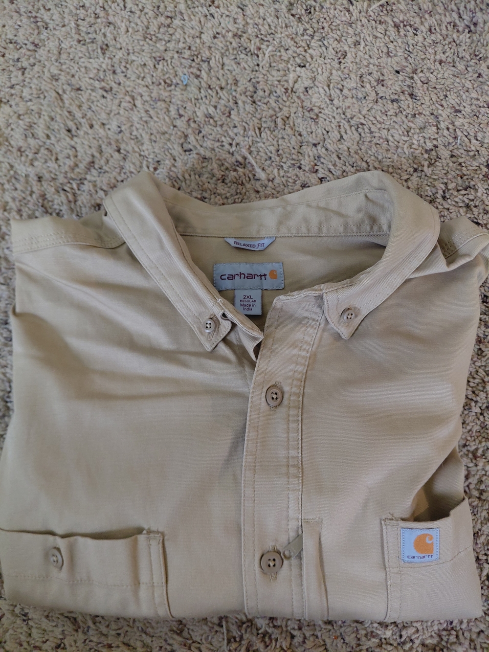 Carhartt Men's Button-Down Work Shirt - Khaki Tan Size 2xl